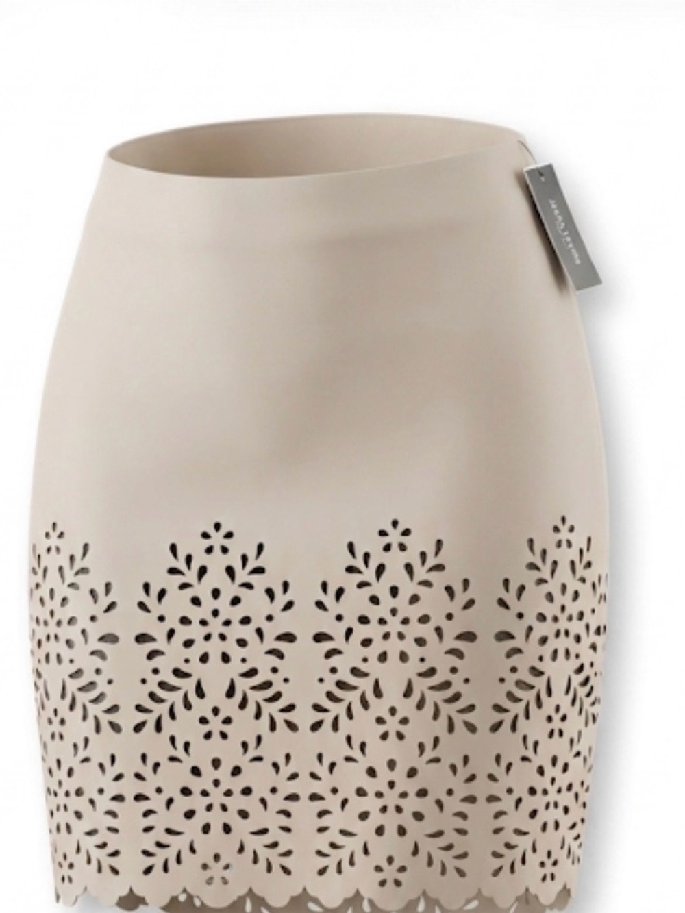 Nine West Women’s Cream Laser-Cut Scallop Hem Skirt